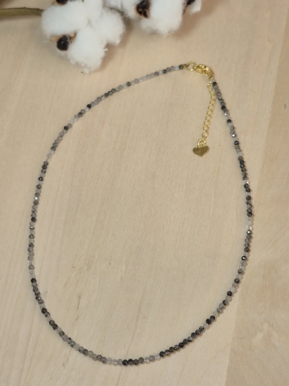 🖤🩶NEW🖤🩶 PRETTY!! 2MM Faceted Natural BLACK CRYSTAL Necklace